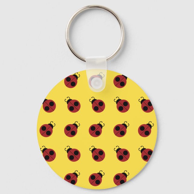 Porte-clés Ladybug 60s rétro cool rouge jaune (Recto)