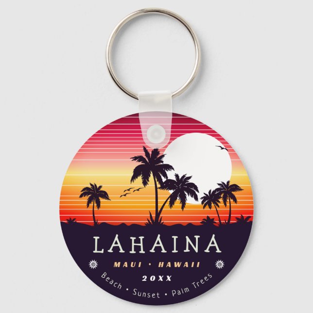 Porte-clés Lahaina Maui Hawaii Retro Sunset Souvenirs 60s (Recto)