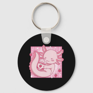 Porte-clés Lait de fraise Kawaii Axolotl Shake Carton Japane