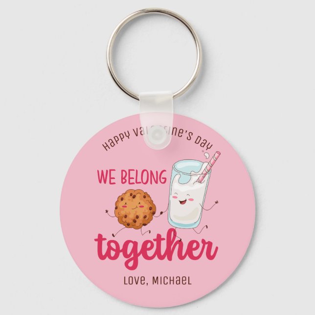 Porte-clés Lait et biscuits Funny Pun mignon Saint Valentin (Recto)