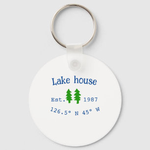 Porte-clés Lake house et. Date année coordonnées personnalisé