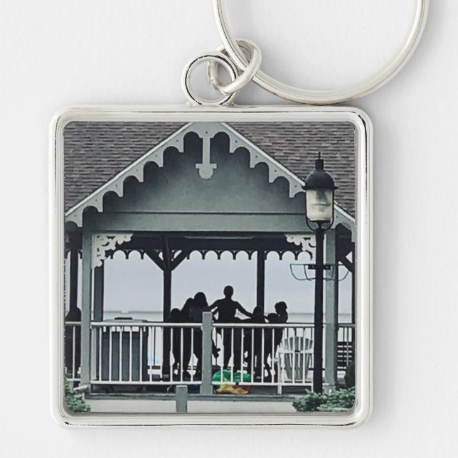 Porte-clés Lakeside Chautauqua Yoga Silhouette Imprimer (Devant)