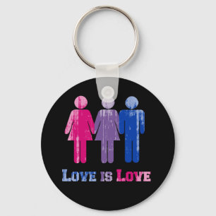 Porte-clés L'amour bisexuel est l'amour distressed.png