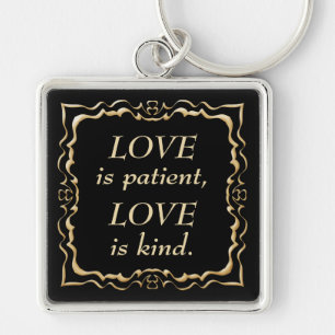 Porte-clés L'amour est chrétien patient et aimable d'or