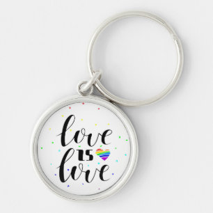 Porte-clés L'amour est l'amour   Coeurs arc-en-ciel