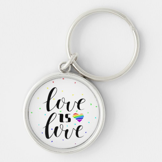 Porte-clés L'amour est l'amour | Coeurs arc-en-ciel (Devant)