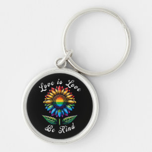 Porte-clés L'amour est l'amour Rainbow Sunflower LGBT+ Gay Le