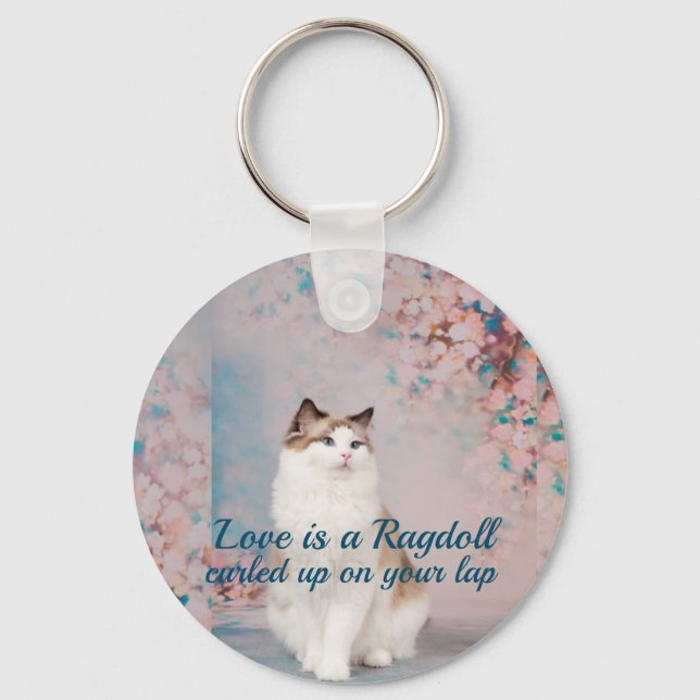 Porte-clés L'amour est un Ragdoll serré sur vos genoux (Recto)