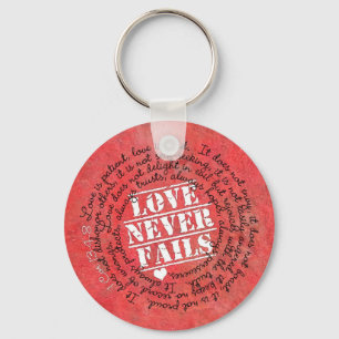 Porte-clés L'amour n'échoue jamais le 13:4 de Corinthiens du