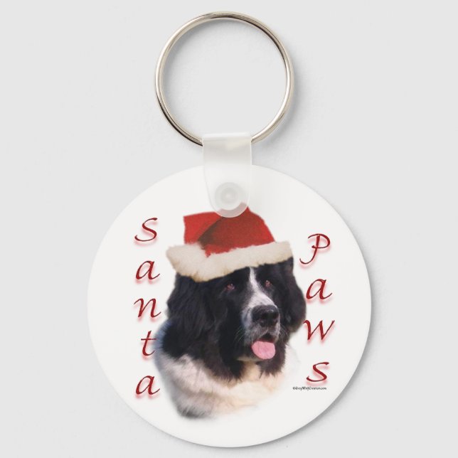 Porte-clés Landseer Newfoundland Père Noël Paws (Recto)