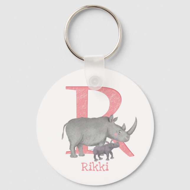 Porte-clés L'animal ABC R est destiné à l'anneau clé rhino (Recto)