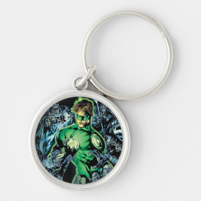 Porte-clés Lanterne verte entourée - Couleur (Devant)