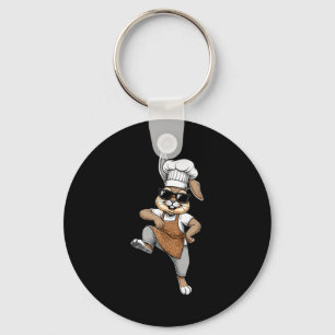 Porte-clés Lapin cuisinier drôle Lapin boulanger cool Dessin