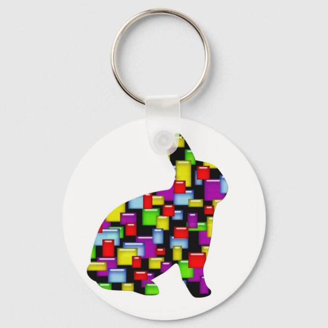 Porte-clés lapin de lapin de mosaïque (Recto)