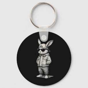 Porte-clés Lapin de Pâques cool avec lunettes de soleil pour
