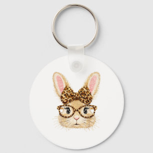 Porte-clés Lapin de Pâques coquette mignon avec des lunettes