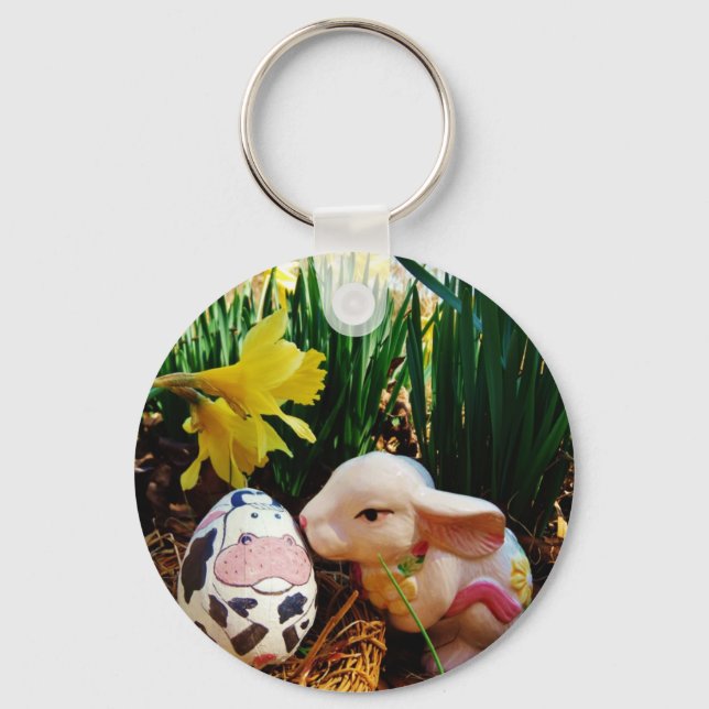 Porte-clés Lapin de Pâques et oeuf de vache (Recto)