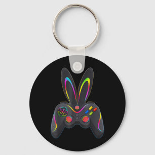 Porte-clés Lapin de Pâques Garçon Joueur Manette de jeu vidéo