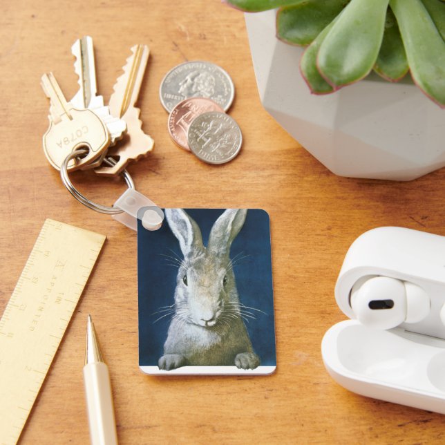 Porte-clés Lapin de Pâques vintage, Mignonne Lapin Blanc Furi (Bureau)