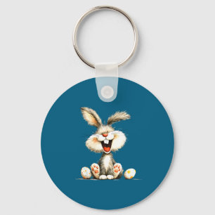 Porte-clés Lapin drôle et duveteux avec fourrure sauvage, art