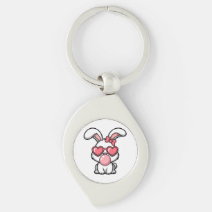 Porte-clés Lapin Kawaii Enjoué avec Bulle de Bubble Gum