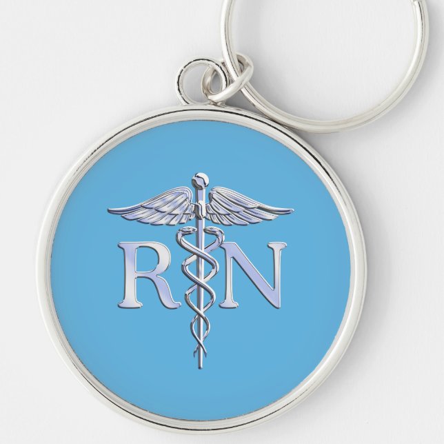 Porte-clés L'argent de RN d'infirmier autorisé aiment des (Devant)