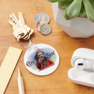 Porte-clés L'art de l'étiquette de cigare vintage, Cowboy att