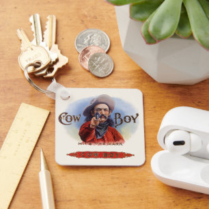 Porte-clés L'art de l'étiquette de cigare vintage, Cowboy att