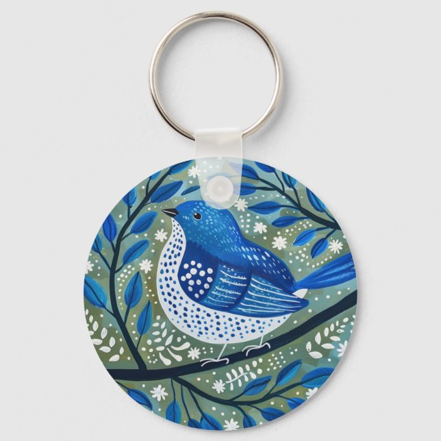 Porte-clés L'art des oiseaux bleus (Recto)