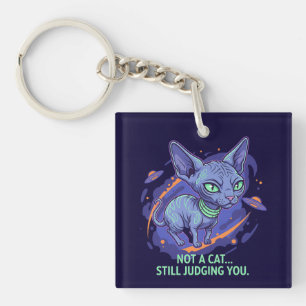 Porte-clés L'art humoristique de chat Sphynx extraterrestre d