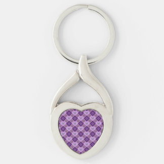 Porte-clés Lavender Heart Purple Diamond Argyle Pattern