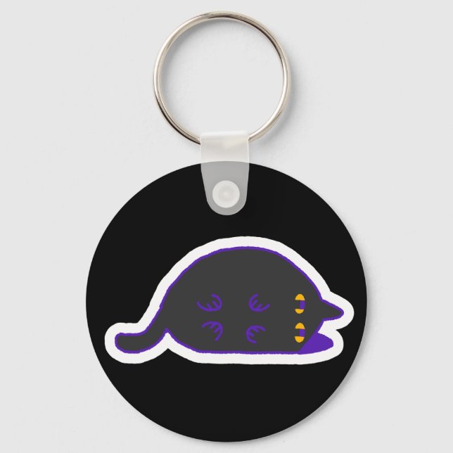 Porte-clés Lay Down Chonky Black Cat Keychain  (Recto)