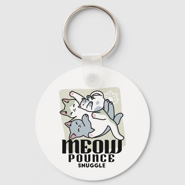 Porte-clés Laze Furr Days - Cute Lazy Cats Design (Recto)