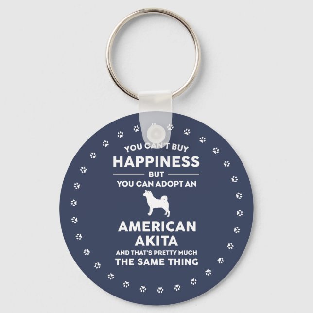 Porte-clés Le bonheur de l'adoption américaine Akita (Recto)