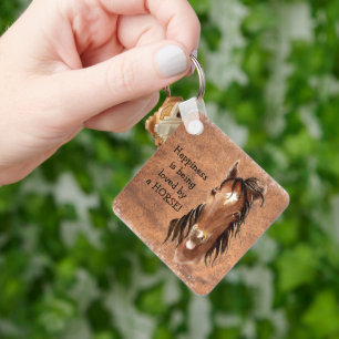 Porte-clés Le bonheur est aimé par une HORSE Custom