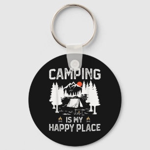 Porte-clés Le camping est mon endroit heureux drôle de campeu