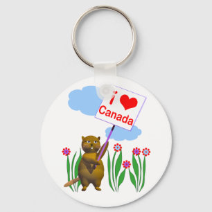 Porte-clés Le Castor canadien aime le Canada