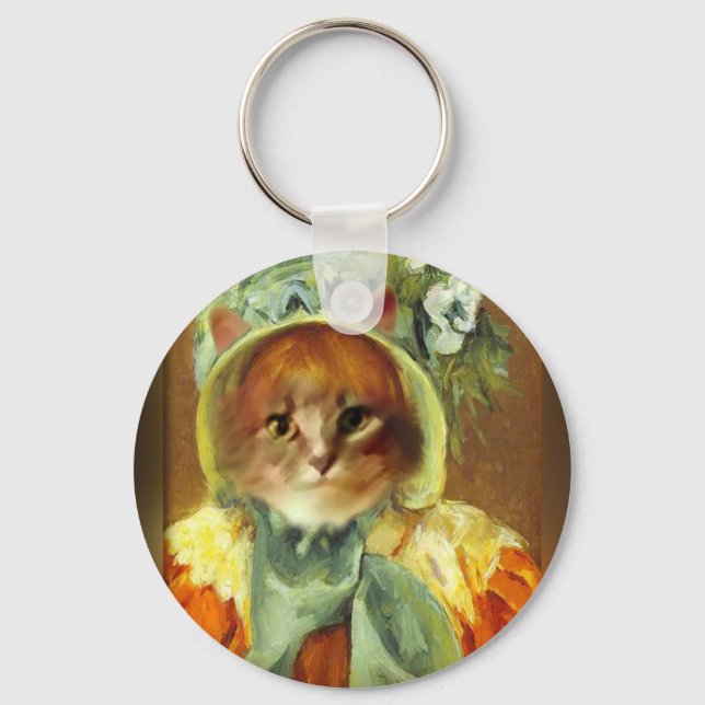 Porte-clés Le chat de Mary Cassatt à Bonnet (Recto)