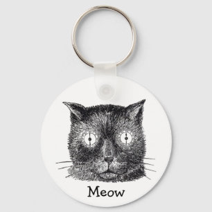 Porte-clés Le chat fou avec l'horloge observe le porte - clé