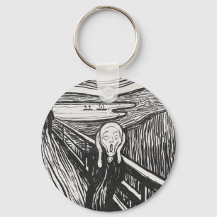 Porte-clés Le cri d'Edvard Munch noir et blanc
