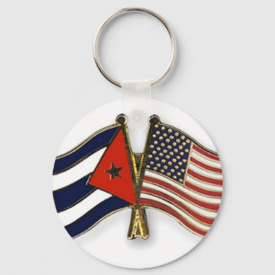 Porte-clés Le drapeau cubain et le drapeau américain