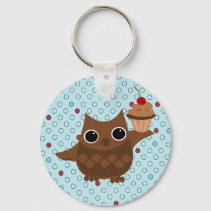 Porte-clés Le hibou et le petit gâteau