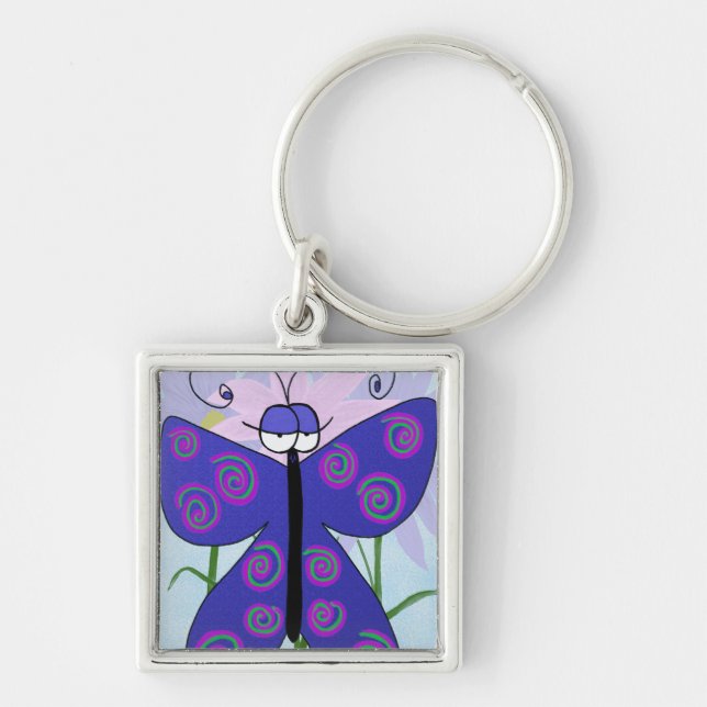Porte-clés Le Mignon Papillon Avec Une Peinture D'Attitude (Devant)