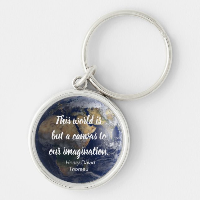 Porte-clés Le monde est une citation inspirante en toile (Devant)