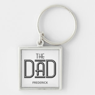 Porte-clés Le papa Black White Texte Porte - clé personnalisé