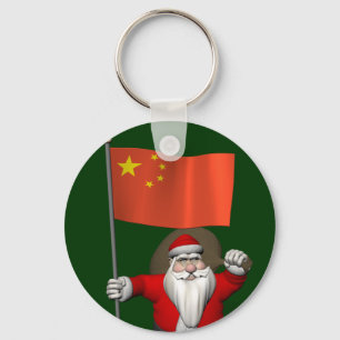 Porte-clés Le Père Noël Avec Drapeau De Chine