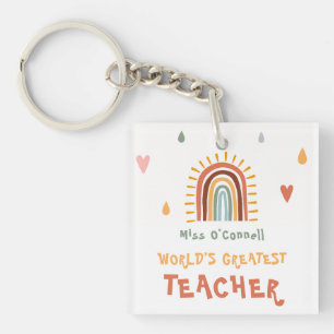 Porte-clés Le plus grand cadeau d'enseignant du monde Boho ar