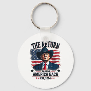Porte-clés Le Président Patriotique Donald Trump Cowboy prend