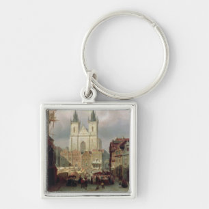Porte-clés Le vieux marché à Prague, 1881 (huile sur le can