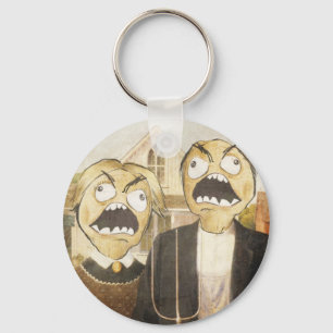 Porte-clés Le visage Meme de rage font face à la peinture
